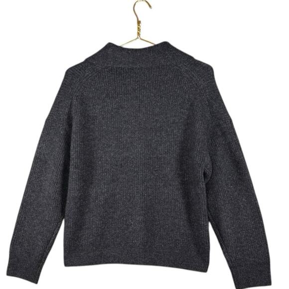 J.Crew Wool Blend Half-Zip Sweater | Gray Unisex Minimalist Ribbed | M - Picture 10 of 10